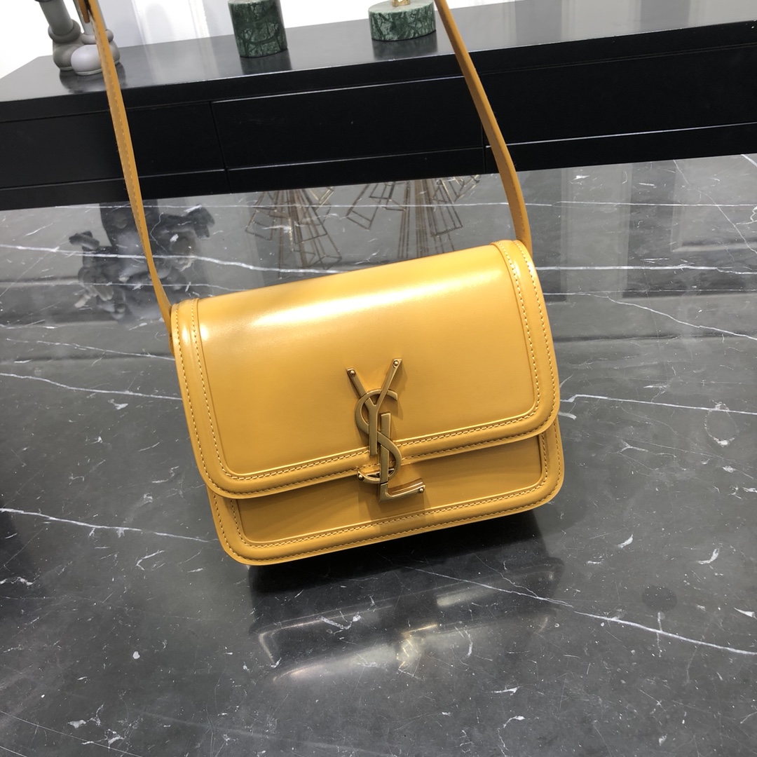 Saint Laurent Solferino Box Small Calfskin Handbag Shoulder Bag Apricot 634306